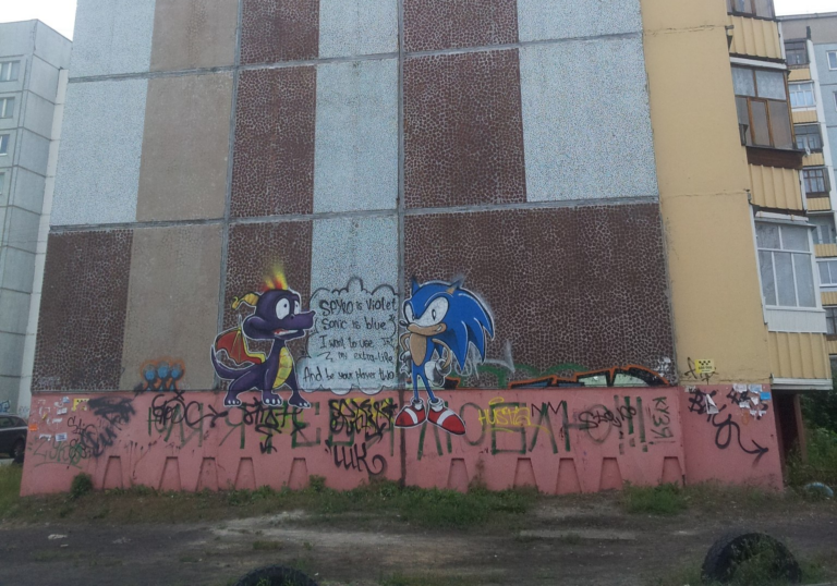 Sonic Spyro wallpaper art graffiti