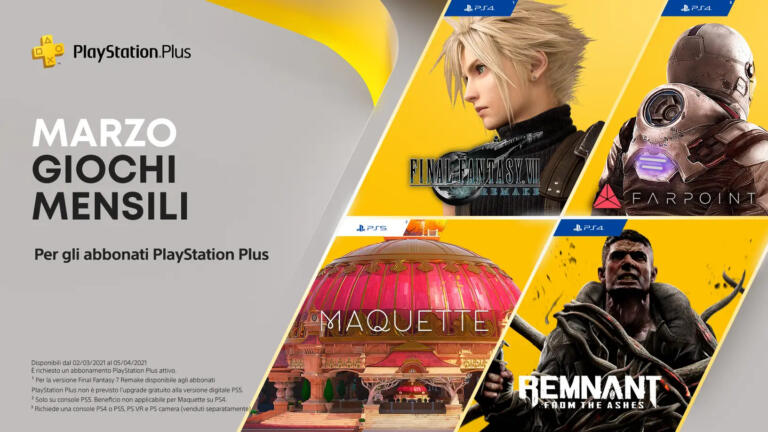 PS Plus marzo 2021: Rivelati ben 4 nuovi giochi gratuiti