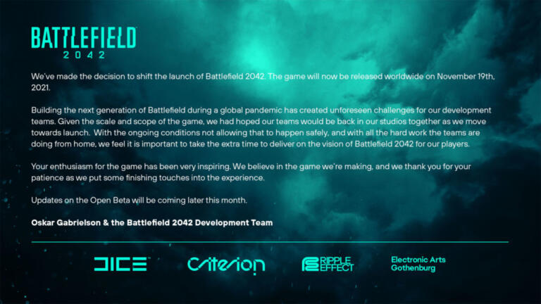 Battlefield 2042 posticipato a novembre