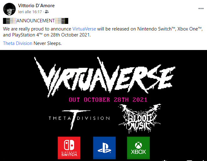 Virtuaverse Annunciato per Nintendo Switch, Playstation 4 e Xbox One