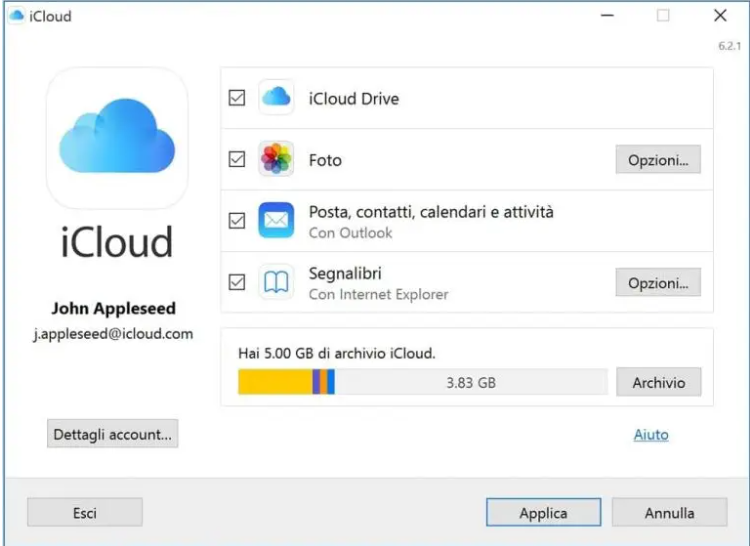 Problema iCloud in Outlook 2016 e 365