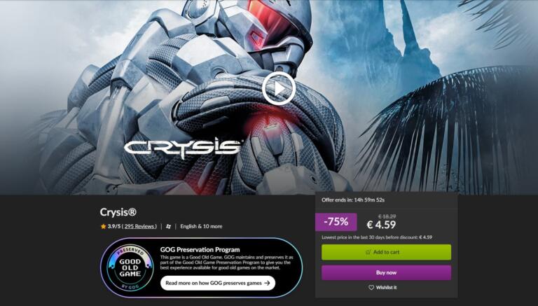 La serie Crysis è disponibile su GOG