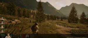Schermata del videogioco Burned Horizons con un soldato in un bosco di montagna e interfaccia utente