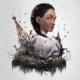 Hazel, protagonista del videogioco South of Midnight, circondata da elementi di una palude, un alligatore e una chiesa