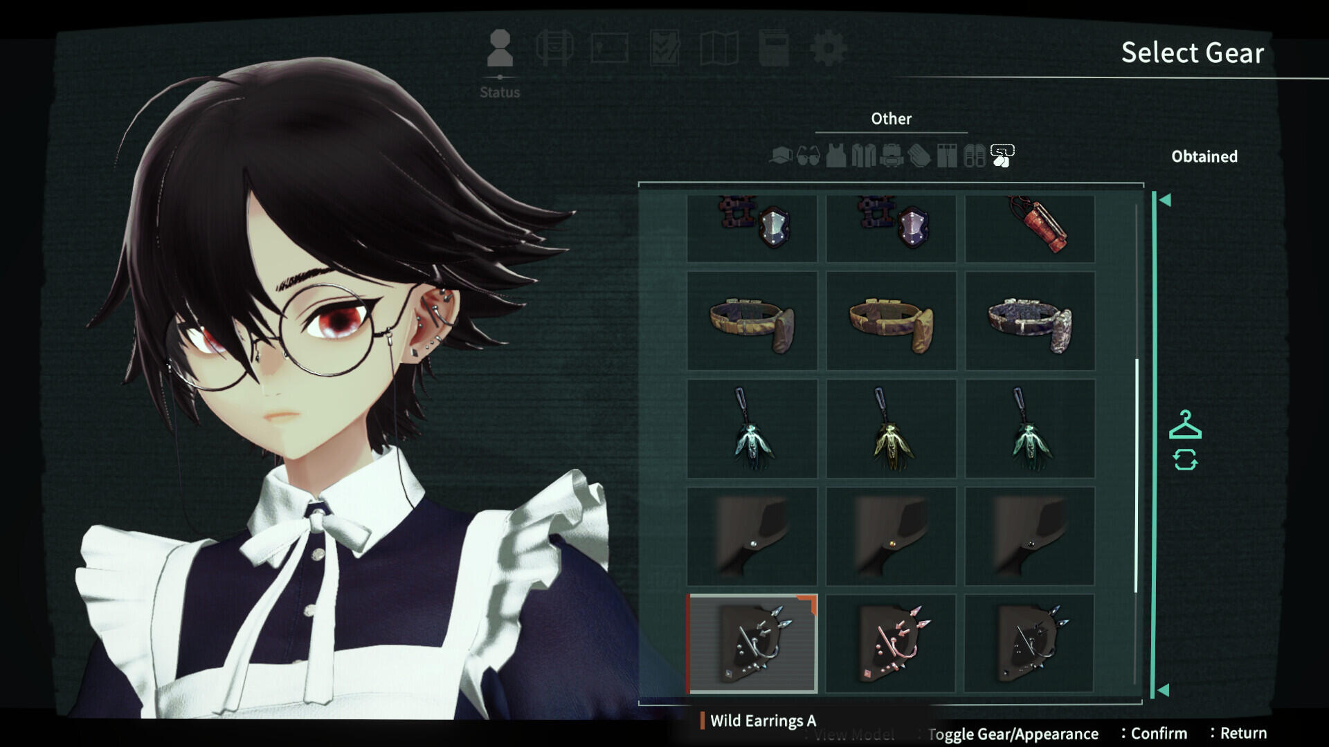 ANOMALITH schermata di gioco con protagonista Reona e menu di personalizzazione dell'equipaggiamento