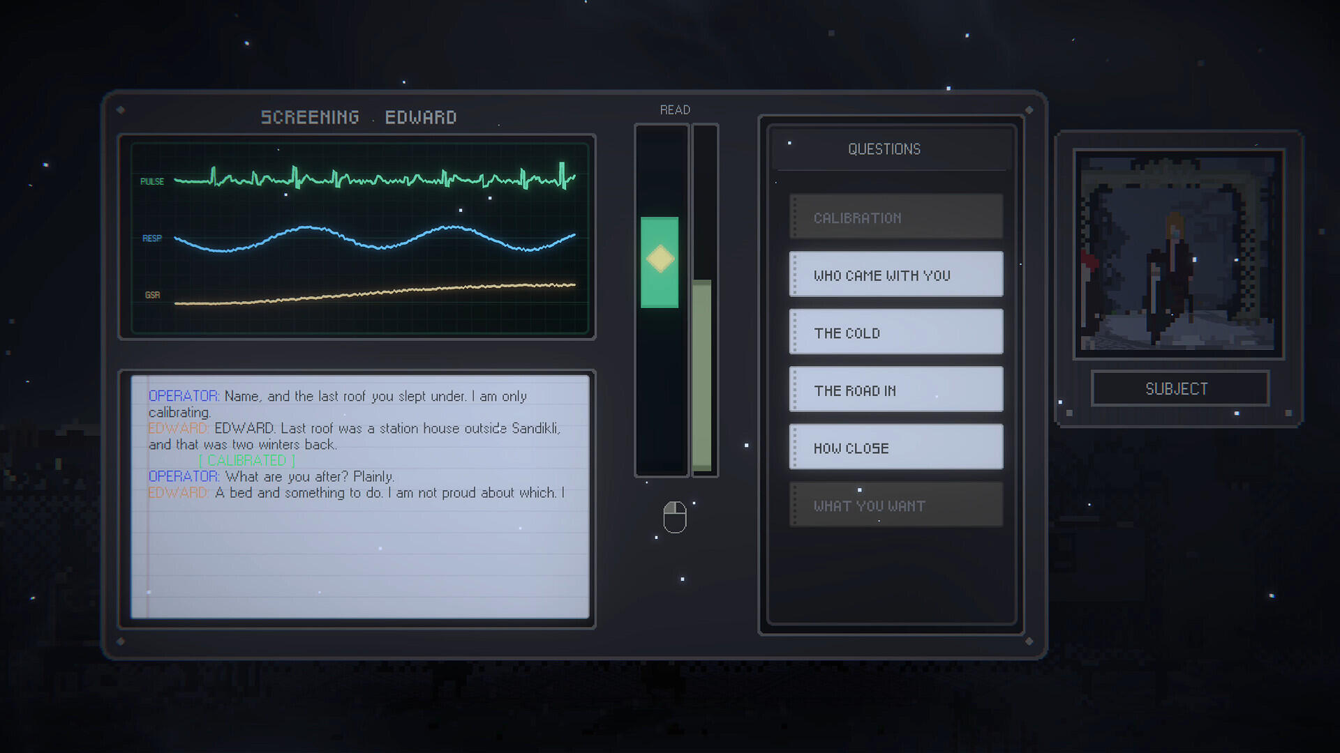 Diseased schermata di gioco con scelte e sistema narrativo