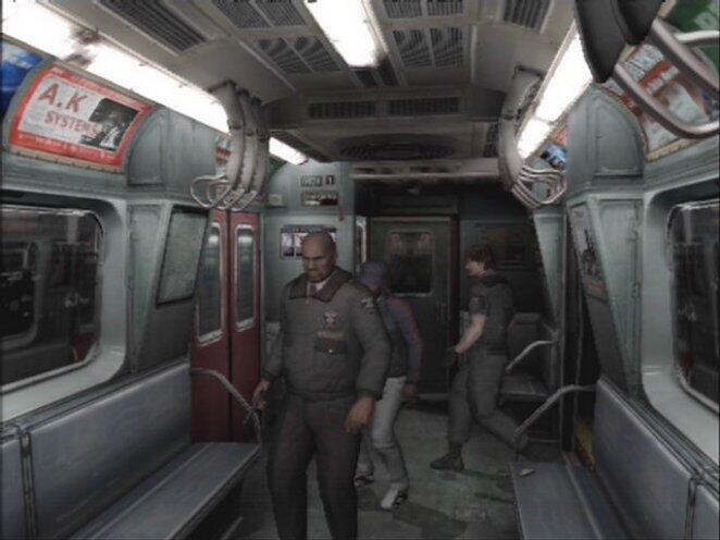 Resident Evil Outbreak File 2: screenshot originale PS2 con sopravvissuti nella metropolitana