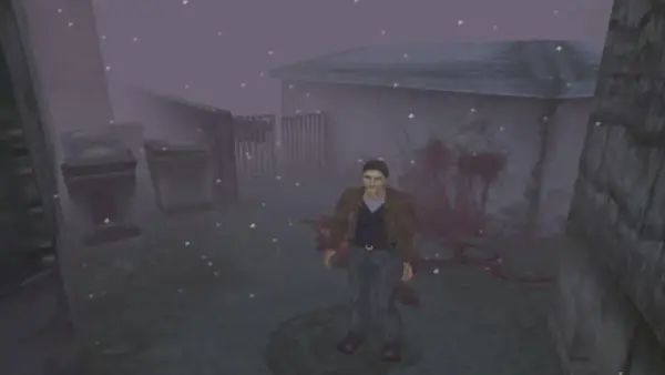 Silent Hill 1999 su PlayStation 1: Harry Mason nella città avvolta dalla nebbia, immagine del gioco originale
