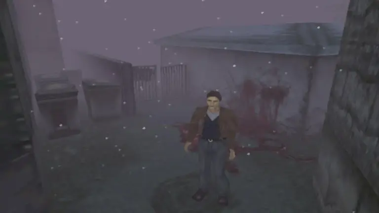 Silent Hill 1999 su PlayStation 1: Harry Mason nella città avvolta dalla nebbia, immagine del gioco originale