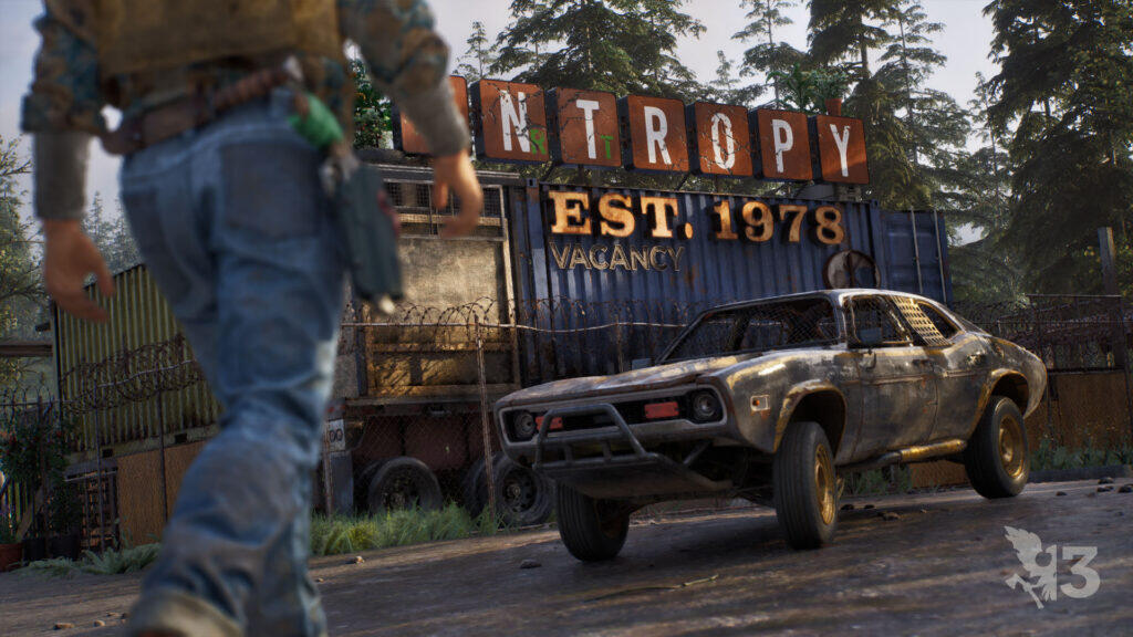 State of Decay 3, screenshot ufficiale con sopravvissuto e automobile nel mondo aperto