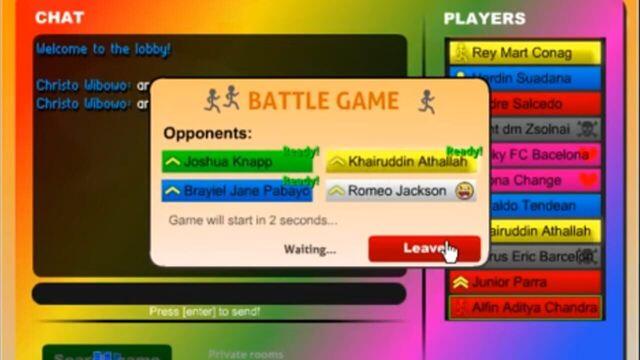 Stick Run: schermata della lobby multiplayer con chat e sfida Battle Game