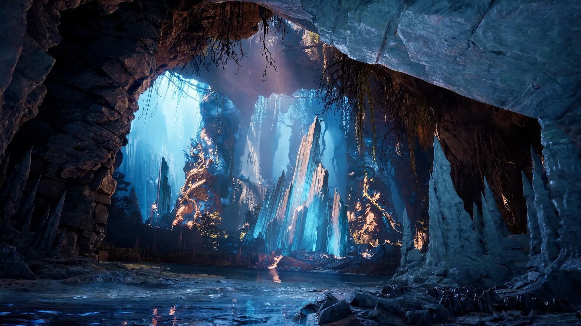 Screenshot in-game dei vasti paesaggi fantasy del mondo di Atreia in Unreal Engine 5 in AION 2