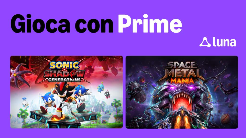 Grafica ufficiale di Amazon Luna per ottobre 2026 con Shadow the Hedgehog di Sonic X Shadow Generations e Space Metal Mania