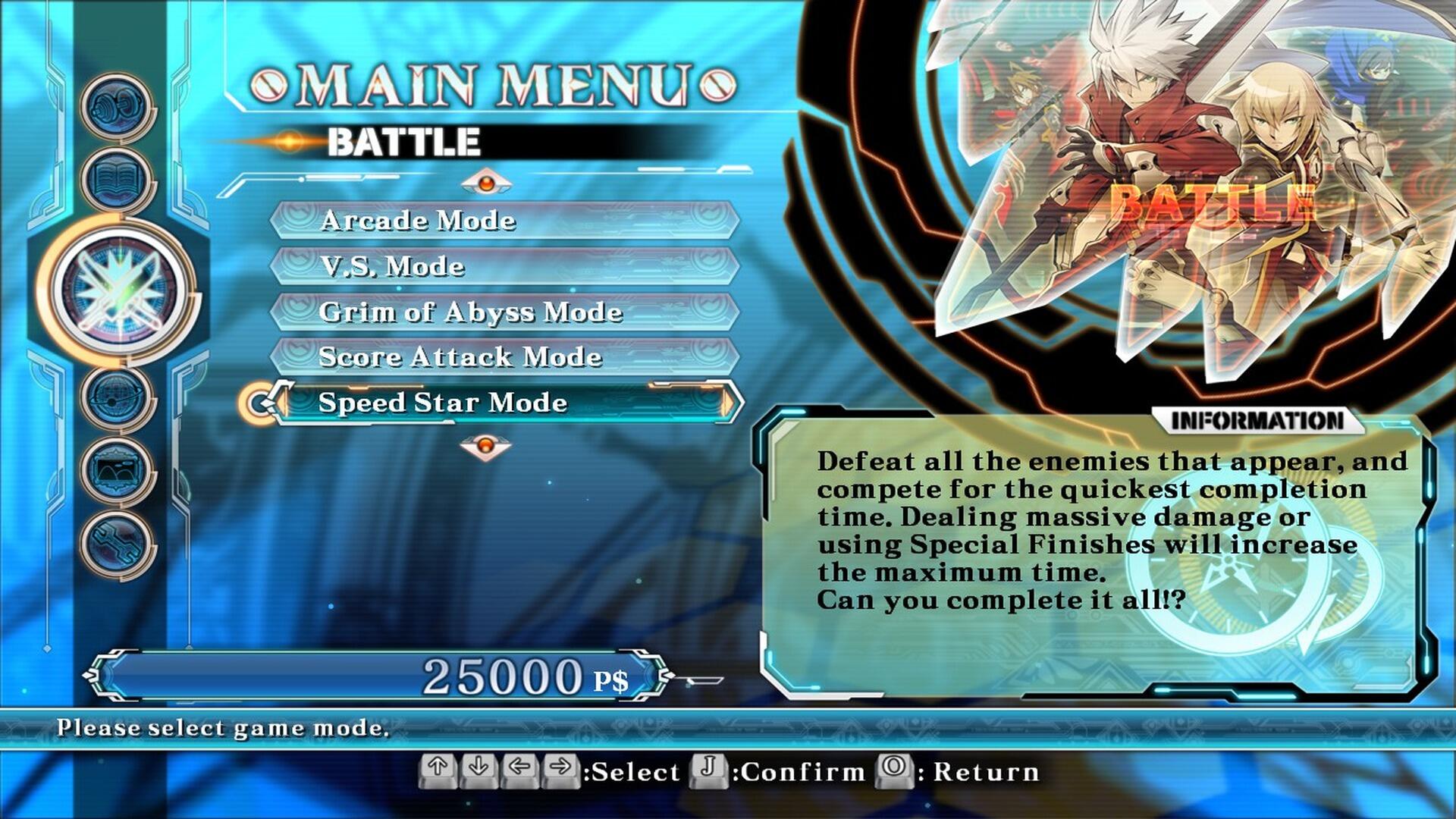 Fase di scontro 2D durante un match competitivo in BlazBlue: Central Fiction