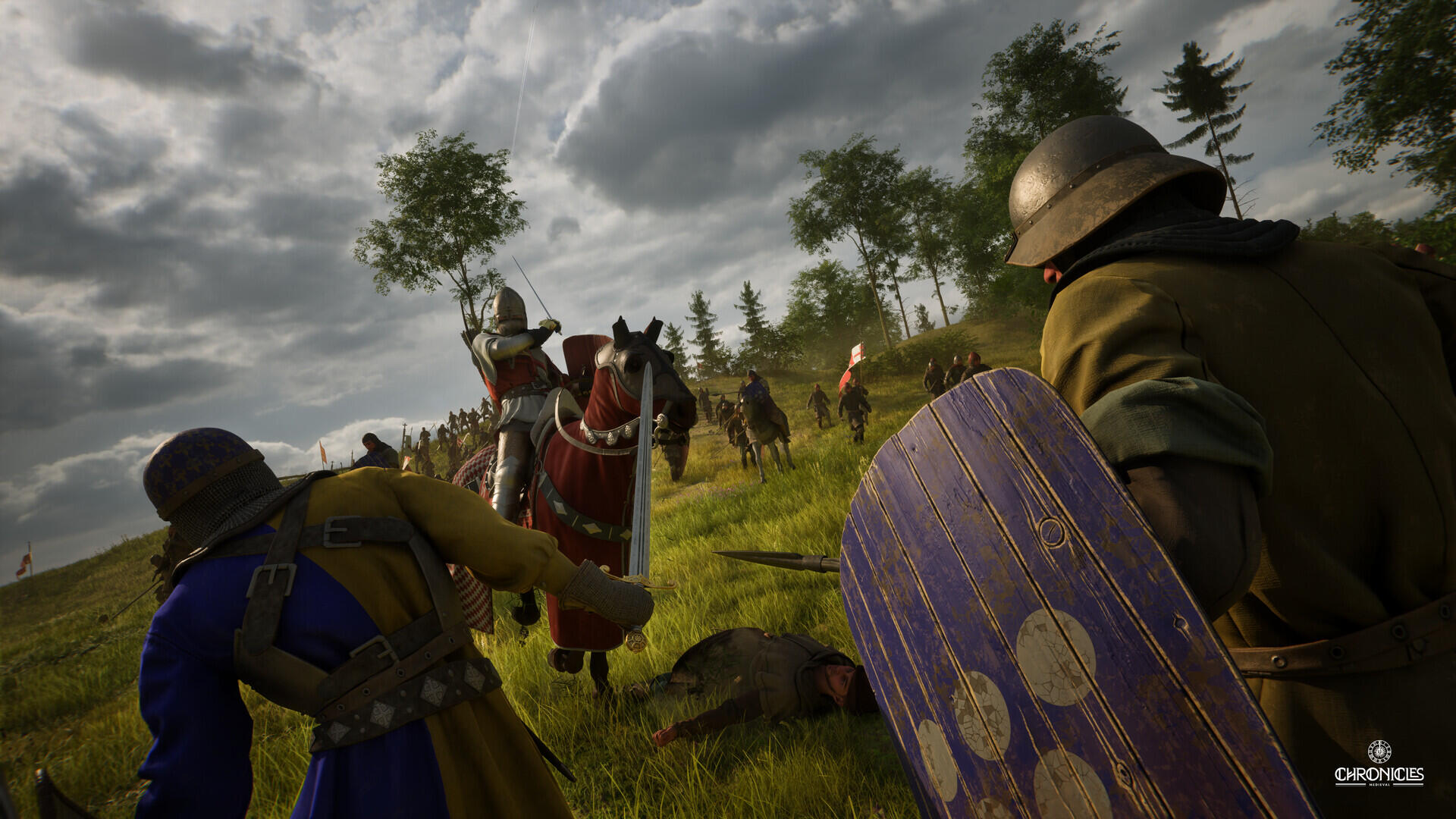 Schieramento di truppe e fanti medievali sul campo di battaglia in Chronicles: Medieval