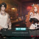Screenshot autentico in-game con sequenza narrativa e interfaccia di dialogo al bancone del bar in FUTA FUCKS FEMBOYS
