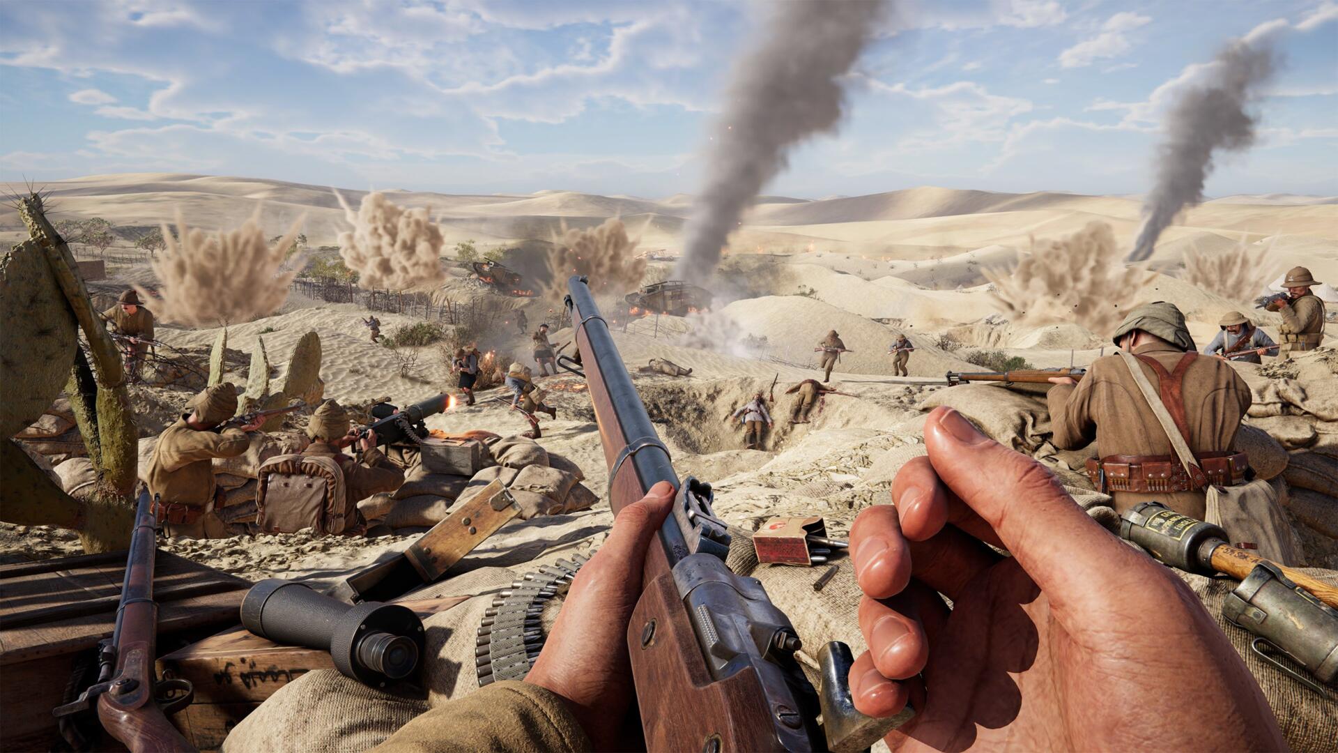 Screenshot di gameplay ambientato tra le fitte piantagioni di cactus della mappa Ali Al Muntar in Gallipoli.