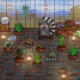 Screenshot di gameplay di Gargoyle Garden che ritrae la coltivazione di piante e vasi all'interno della serra in pixel art con un lemure giardiniere.