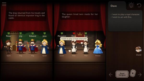 Schermata ufficiale di I Want to Play the Villain! che ritrae un livello a tema palcoscenico teatrale disegnato a mano.