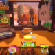 Screenshot gameplay in prima persona di Lenin Street Geek Shop che mostra il bancone del chiosco con giochi, snack e clienti in attesa alla finestra