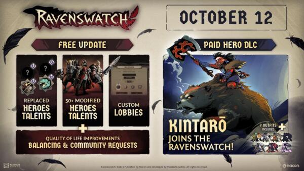 Artwork promozionale ufficiale della patch 1.06 e del DLC Kintaro di Ravenswatch