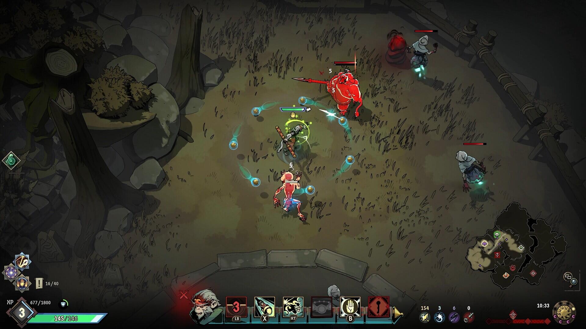 Screenshot in-game di combattimento cooperativo durante una sessione di gioco di Ravenswatch