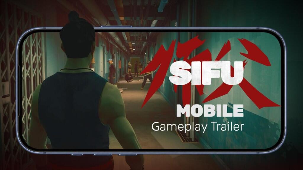 Schermata promozionale di Sifu Mobile che mostra il protagonista di spalle in un corridoio all'interno di uno smartphone