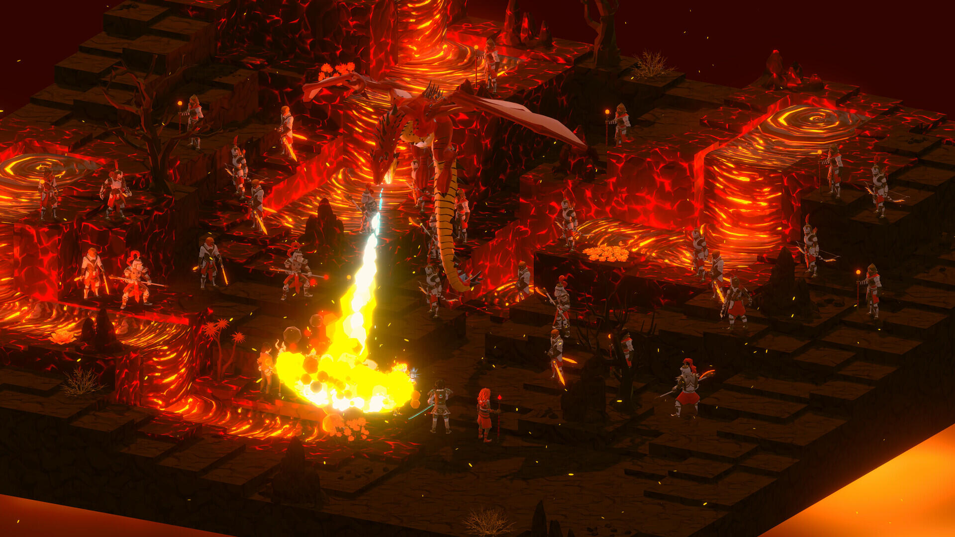 Schermata di gioco di Stolen Realm 2 durante una fase di combattimento a turni simultanei con griglia esagonale e incantesimi di gruppo.