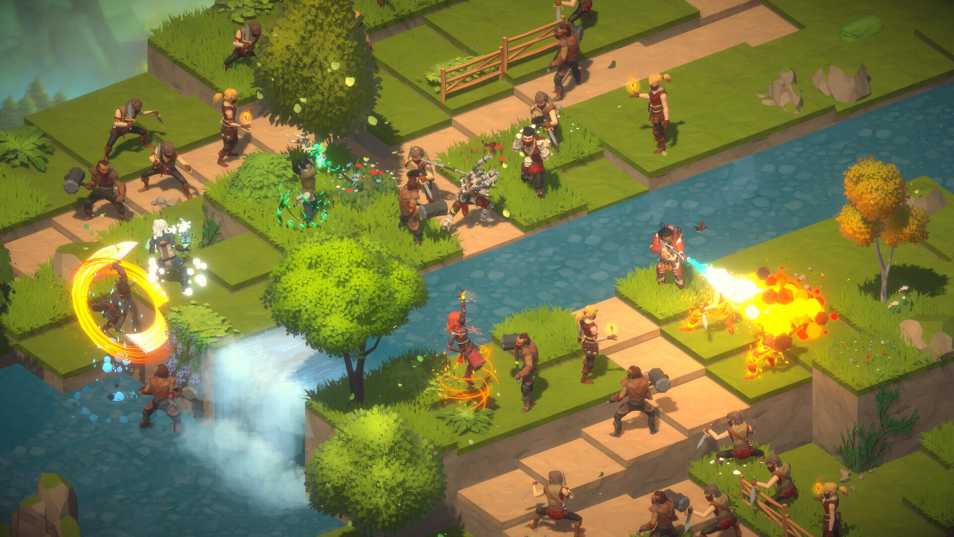 Schermata di gioco di Stolen Realm 2 che mostra l'esplorazione del party attraverso una mappa ricca di biomi e creature fantastiche.