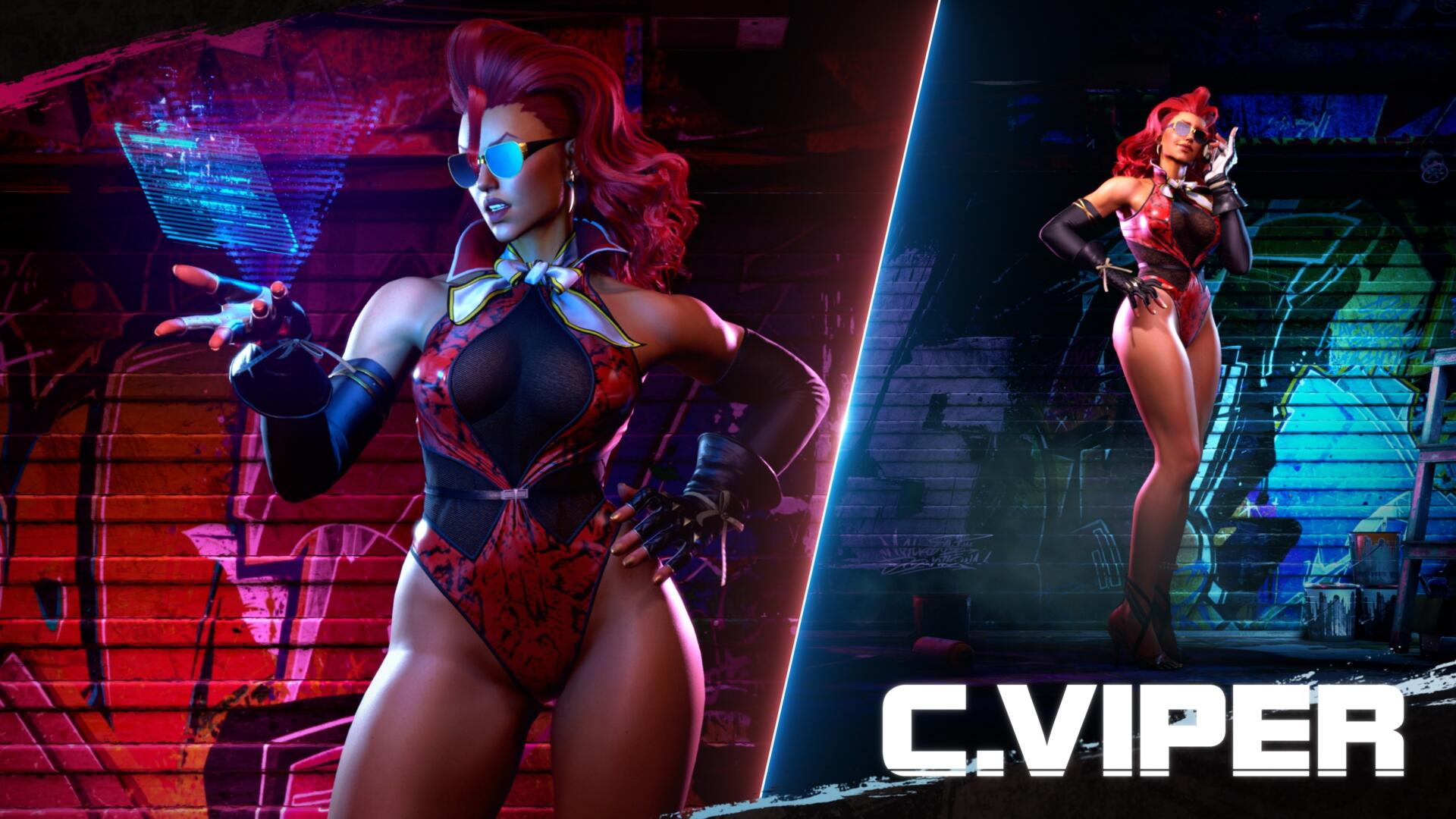 Screenshot in-game che mostra il costume Outfit 4 per la lottatrice C. Viper in Street Fighter 6