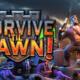 Key art ufficiale di Survive 'Til Dawn con il logo del gioco, il protagonista armato di chiave inglese e fucile tra rottami e creature mutanti.