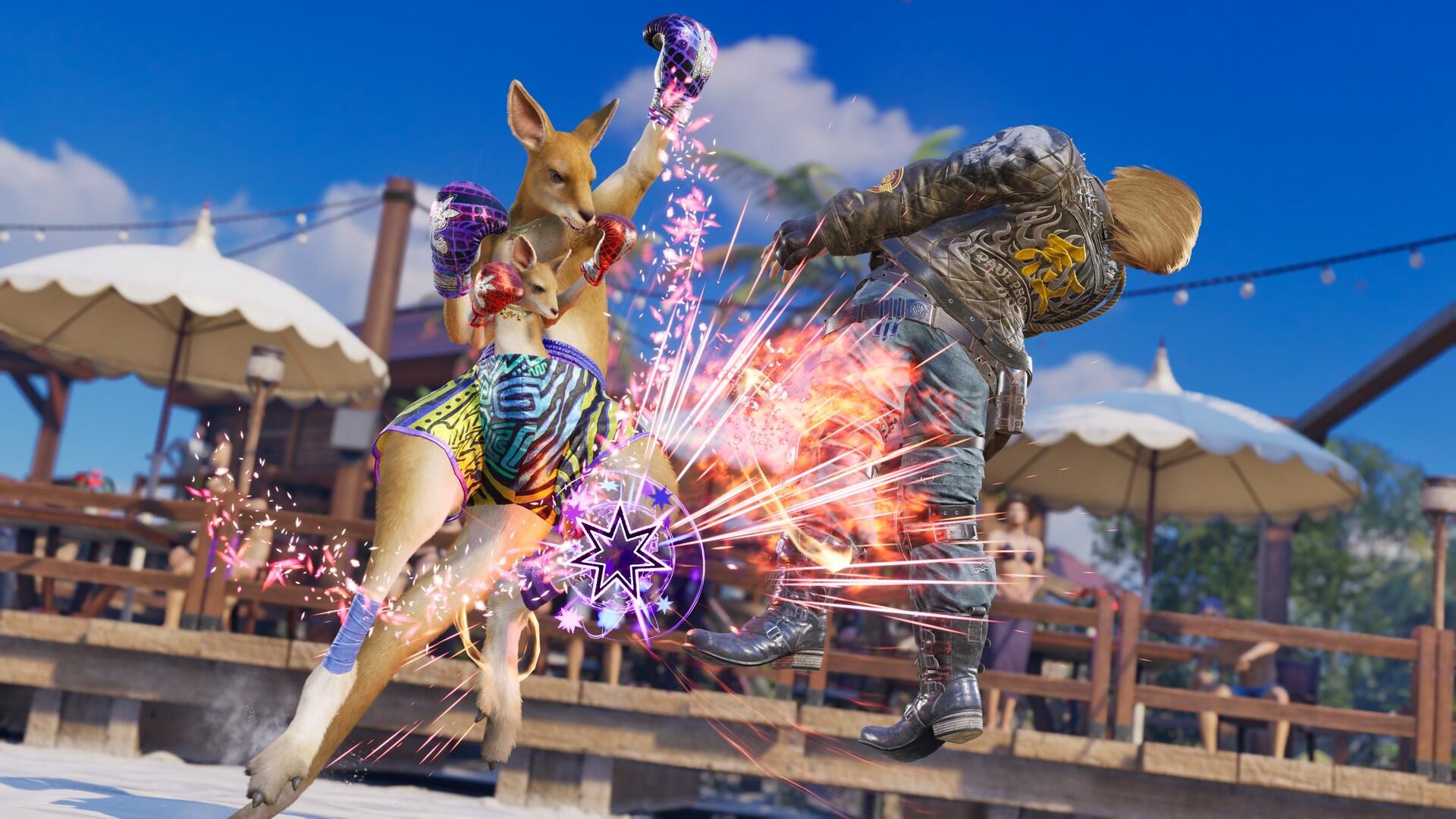 Roger Jr. esegue una presa di wrestling contro un avversario in TEKKEN 8