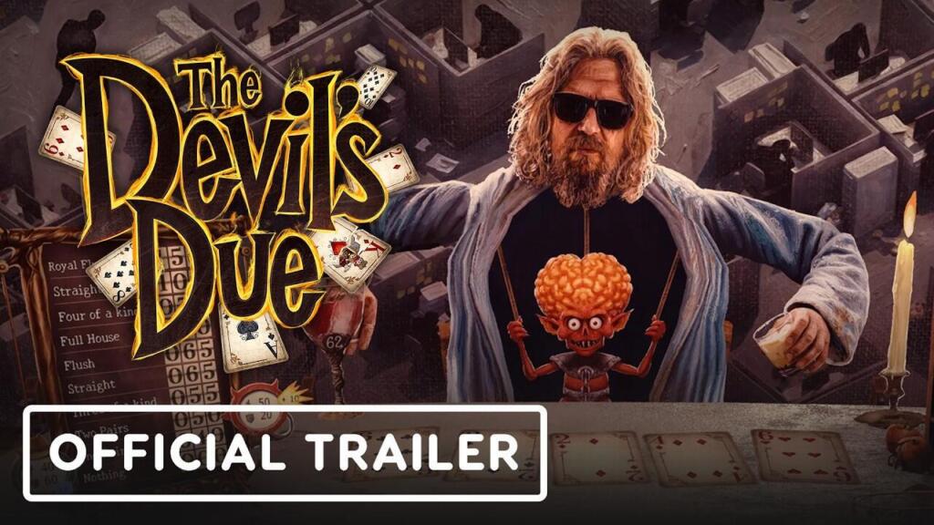 Key art ufficiale di The Devil's Due con il tavolo verde da gioco e le carte da poker avvolte dalle fiamme.