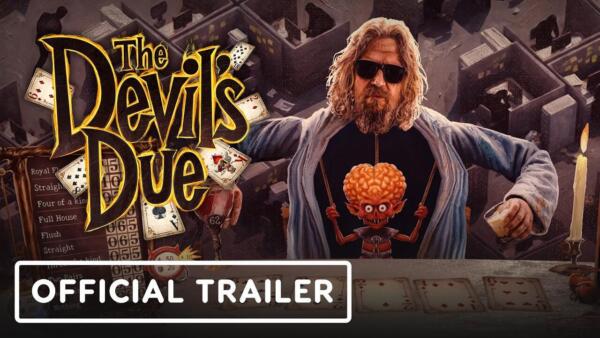 Key art ufficiale di The Devil's Due con il tavolo verde da gioco e le carte da poker avvolte dalle fiamme.