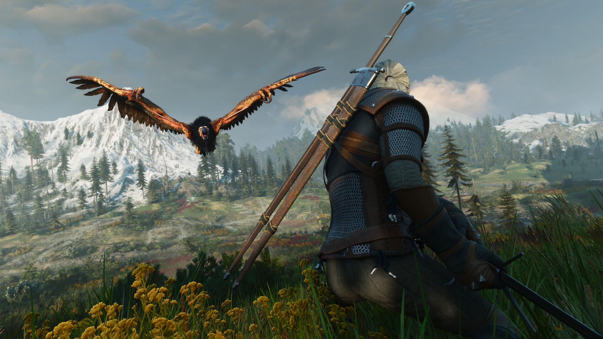 Geralt di Rivia affronta creature nemiche in The Witcher 3: Wild Hunt