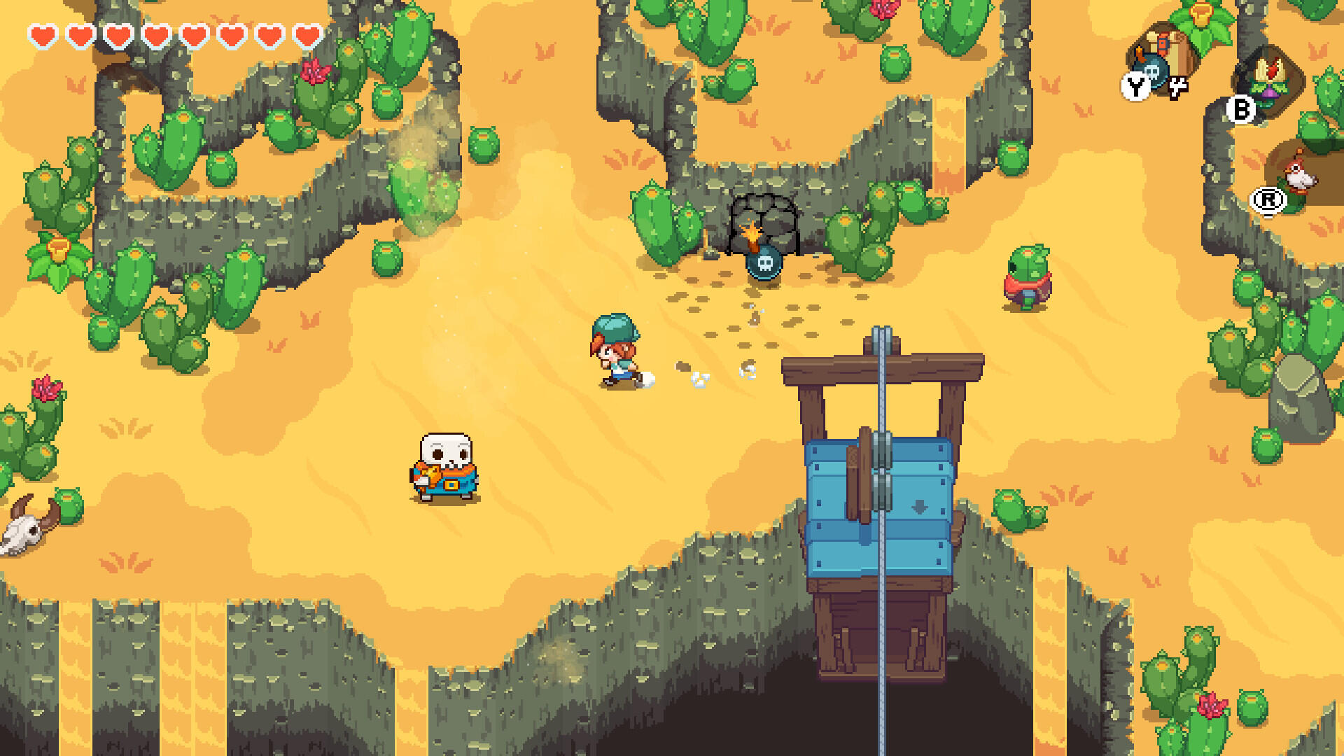 Screenshot di esplorazione in pixel art di Under the Island
