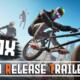 Key art ufficiale di VMX che ritrae un pilota in tenuta sportiva alla guida di una BMX all'interno di uno skatepark urbano.