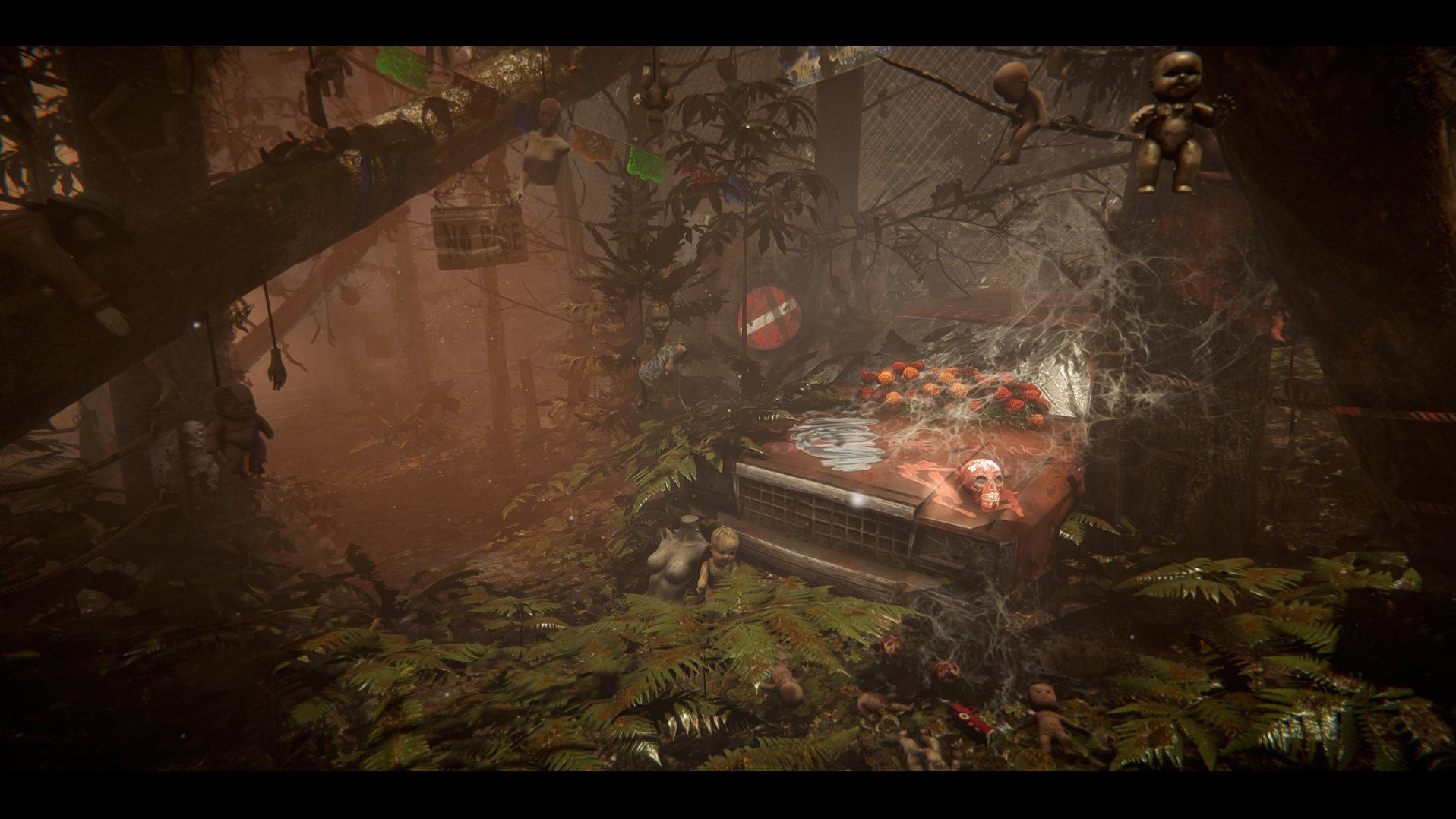 Screenshot in-game di Where Dolls Hang con un manichino inquietante all'interno di una stanza abbandonata.